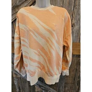 Sweaty Betty sz medium orange zebra striped pullover sweater lounge comfortable